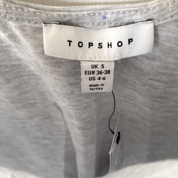 Topshop Heather Gray Cold Shoulder Long Sleeve Scoop Neck Top, Size 4-6, NWT - Picture 3 of 8